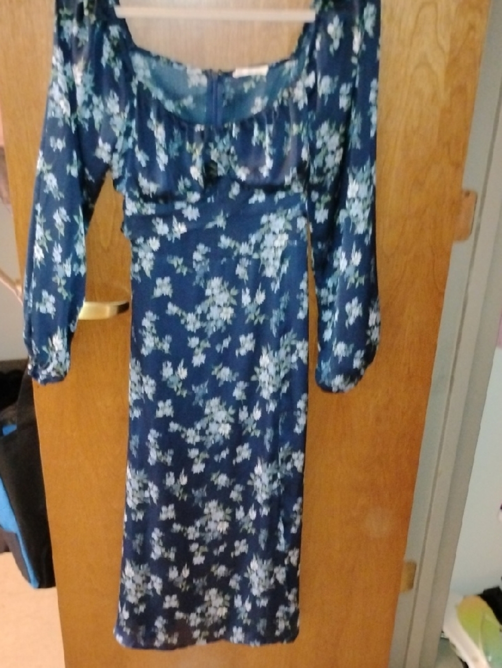 Floral Navy Long Sleeve Maxi Dress